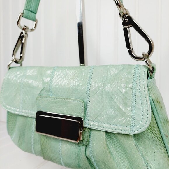 Express Turquoise Leather Shoulder Bag 0184 - Picture 3 of 15